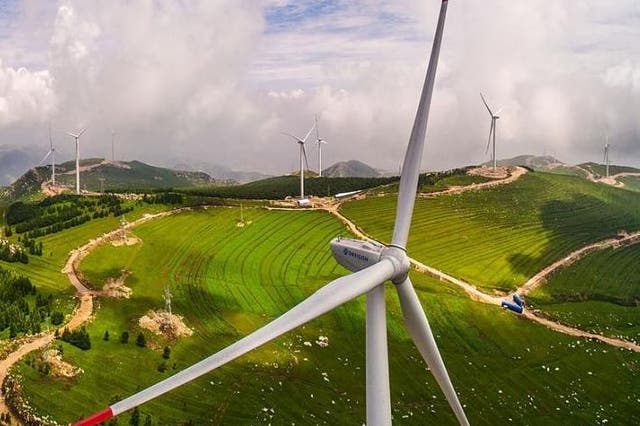 Study estimates 11 million additional wind turbines could create 497 exajoules of power (file photo)