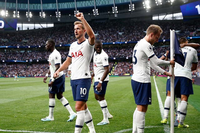 Tottenham celebrate going ahead against Aston Villa