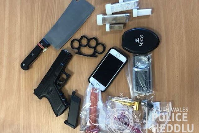 Weapons and drug paraphernalia found at a home used by a county lines gang that used London teenagers to run drugs