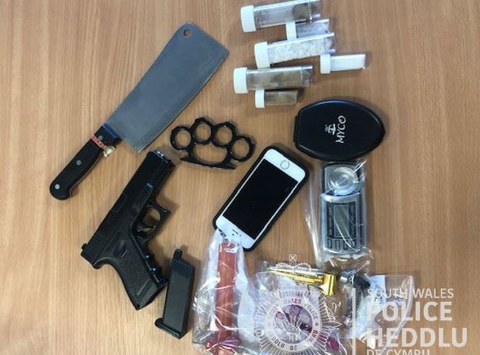 Weapons and drug paraphernalia found at a Bridgend home used by a county lines gang