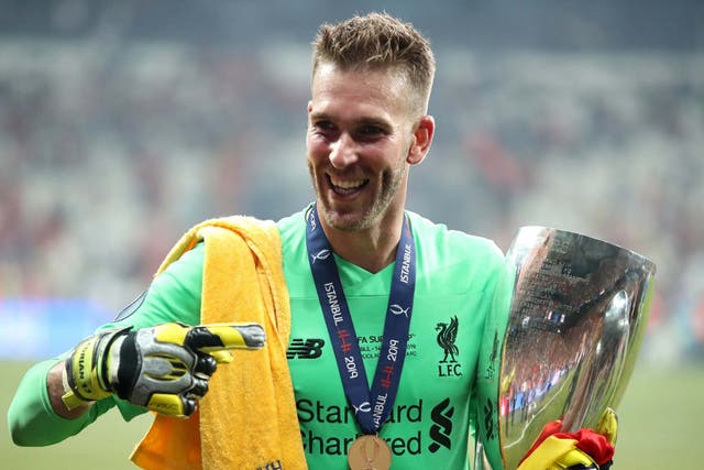 Adrian celebrates after helping Liverpool to win the Super Cup on his first start