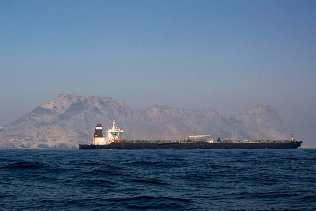 The Grace 1 supertanker in front of the British territory of Gibraltar. The tanker has reportedly been released by authorities after Iranian assurances