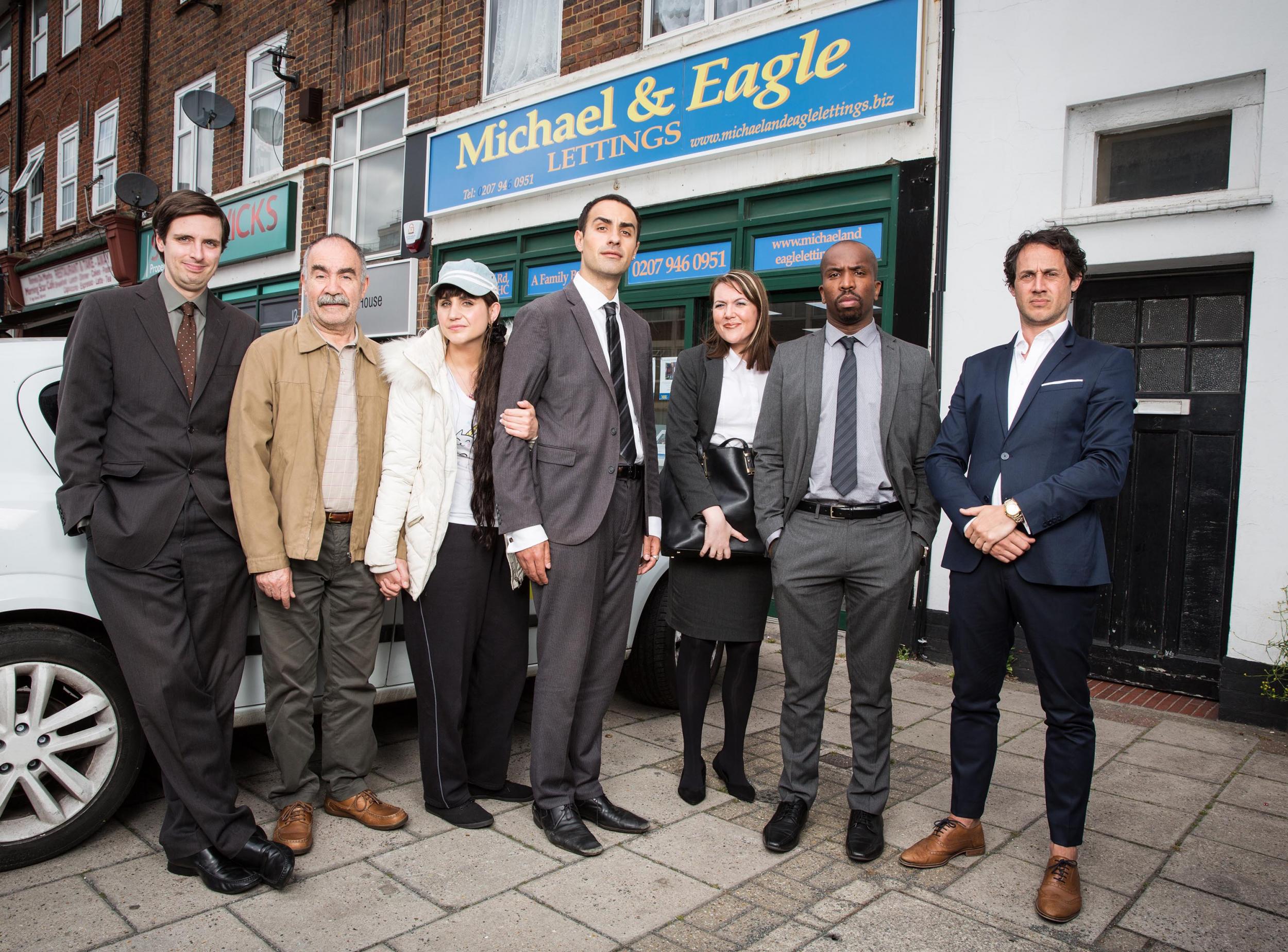 Stath with his fellow Michael &amp; Eagle Lettings employees (Channel 4)