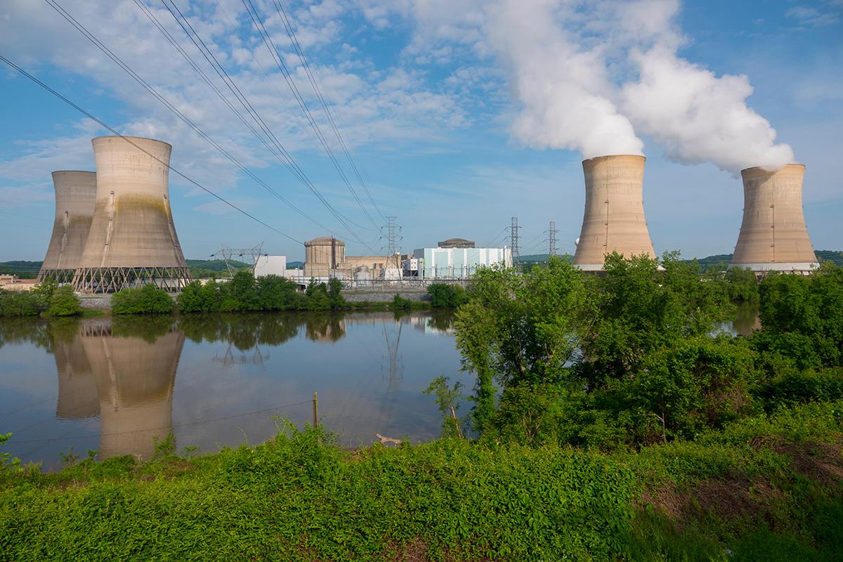 The now-defunct Three Mile Island nuclear power plant in Londonderry, Pennsylvania
