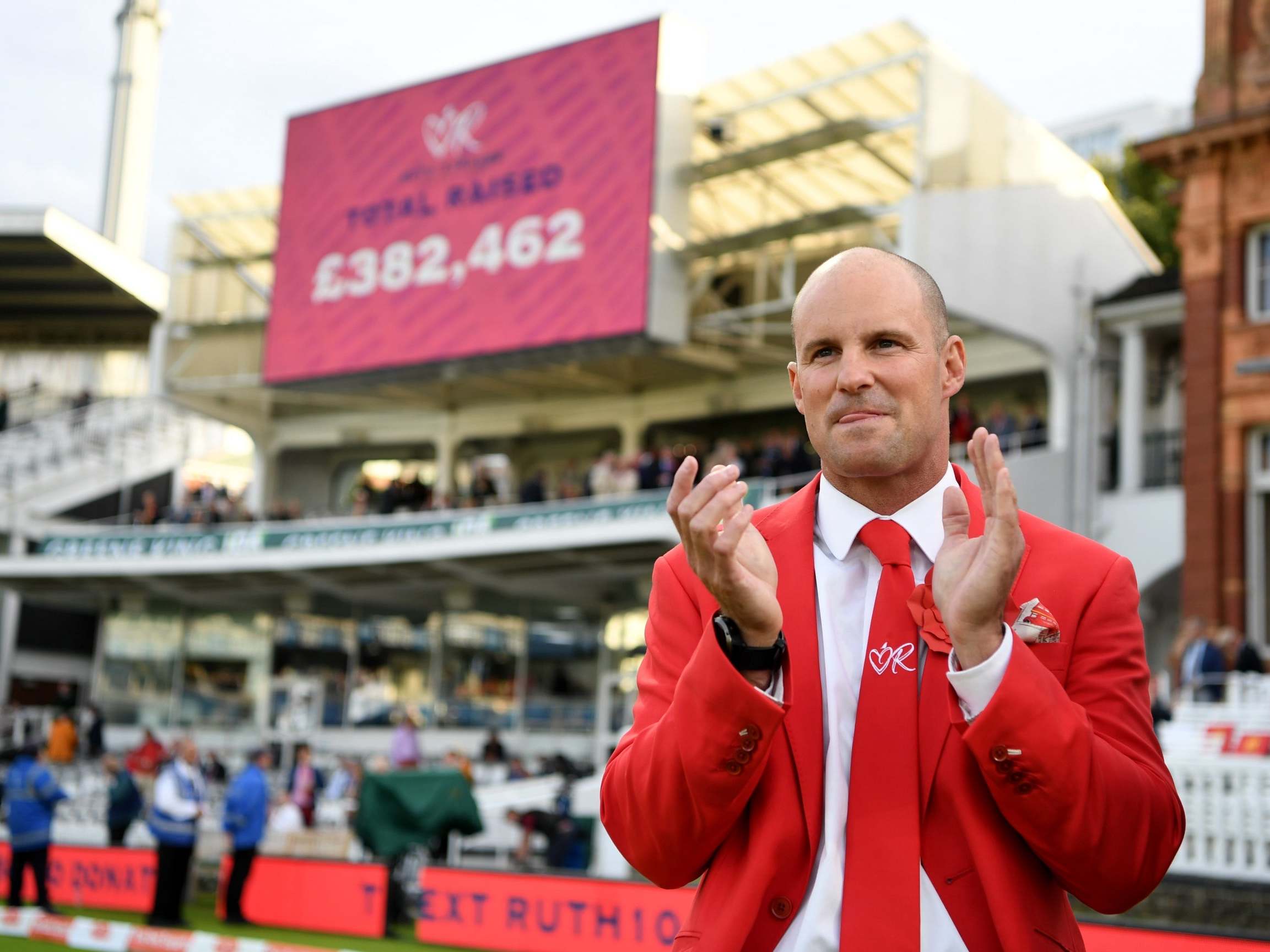 Strauss applauds at Lord's in aid of the Ruth Strauss Foundation