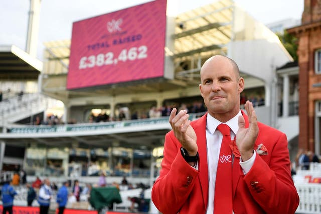 Strauss applauds at Lord's?in aid of the Ruth Strauss Foundation 
