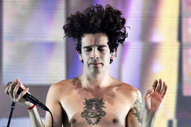 Matthew Healy performs in California