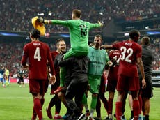 Adrian injured by Liverpool fan celebrating on pitch after Super Cup