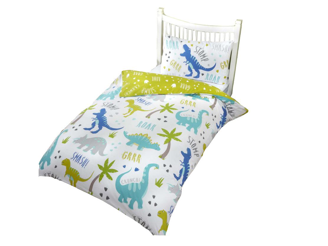 Kids Duvet Covers Green Roarsome Dinosaurs Childrens Quilt Cover Bedding Sets