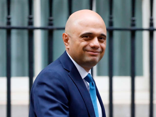 Sajid Javid outside 11 Downing Street in London