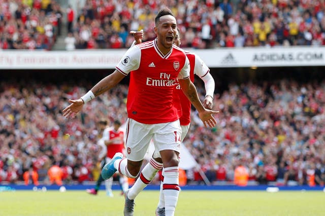 Arsenal's Pierre-Emerick Aubameyang celebrates