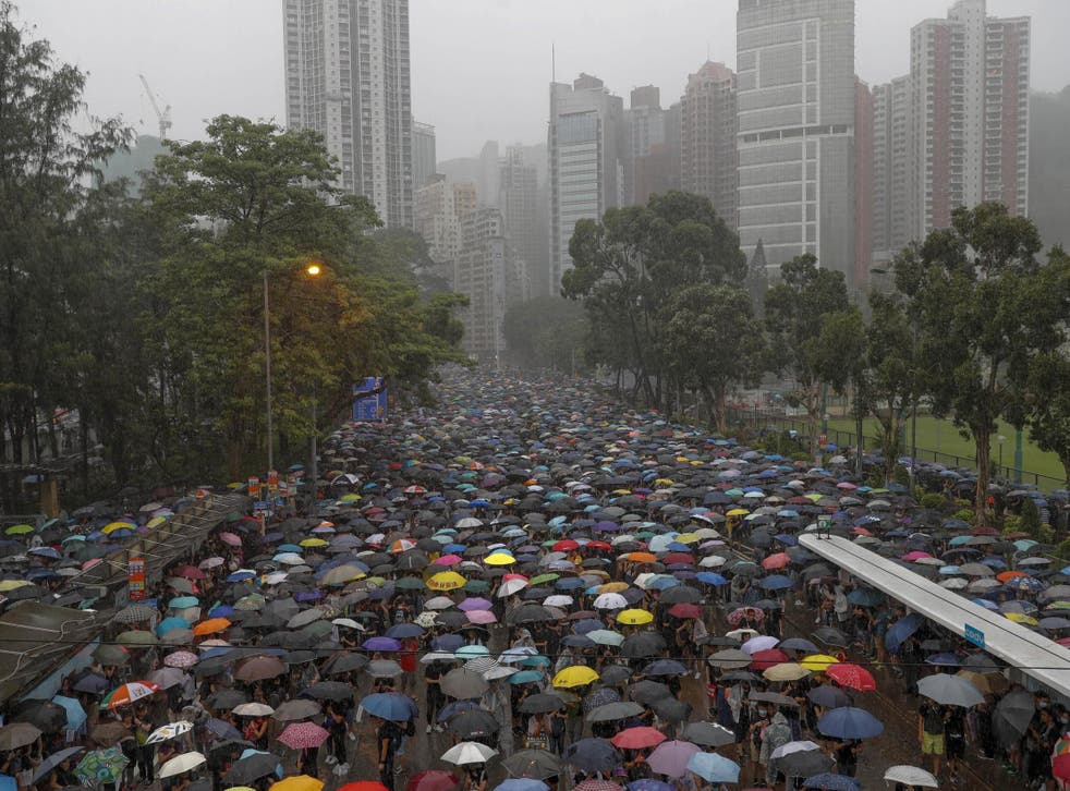 Protesters gather in Hong Kong on Sunday 18 August 2019