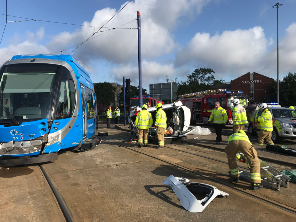 Wolverhampton crash: At least five injured after car smashes into tram ...