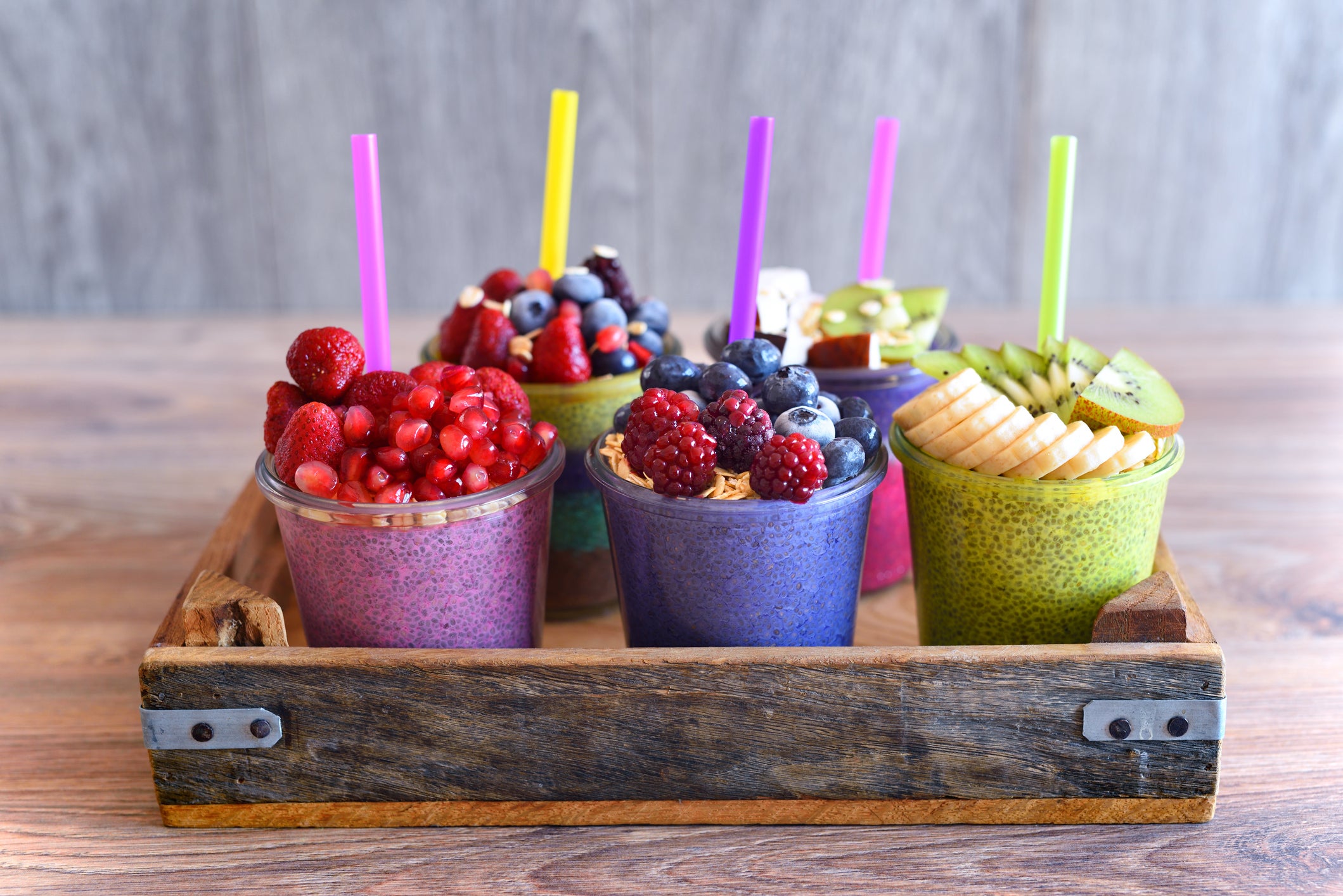 Chia and fruit smoothie healthy and sugarfree food