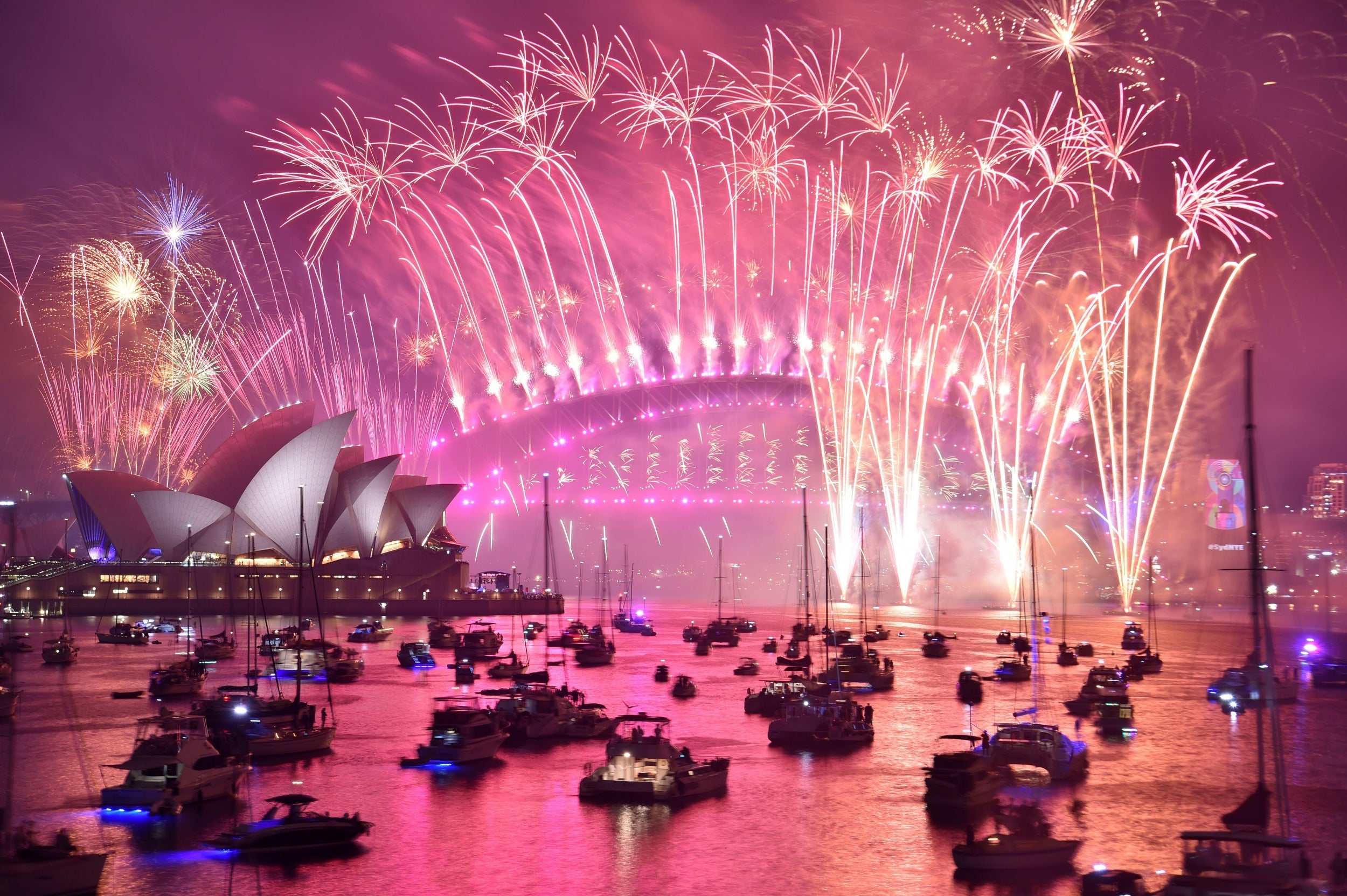 Start the year with a bang: fireworks erupt over Sydney’s Harbour Bridge and Opera House on 1 January 2019