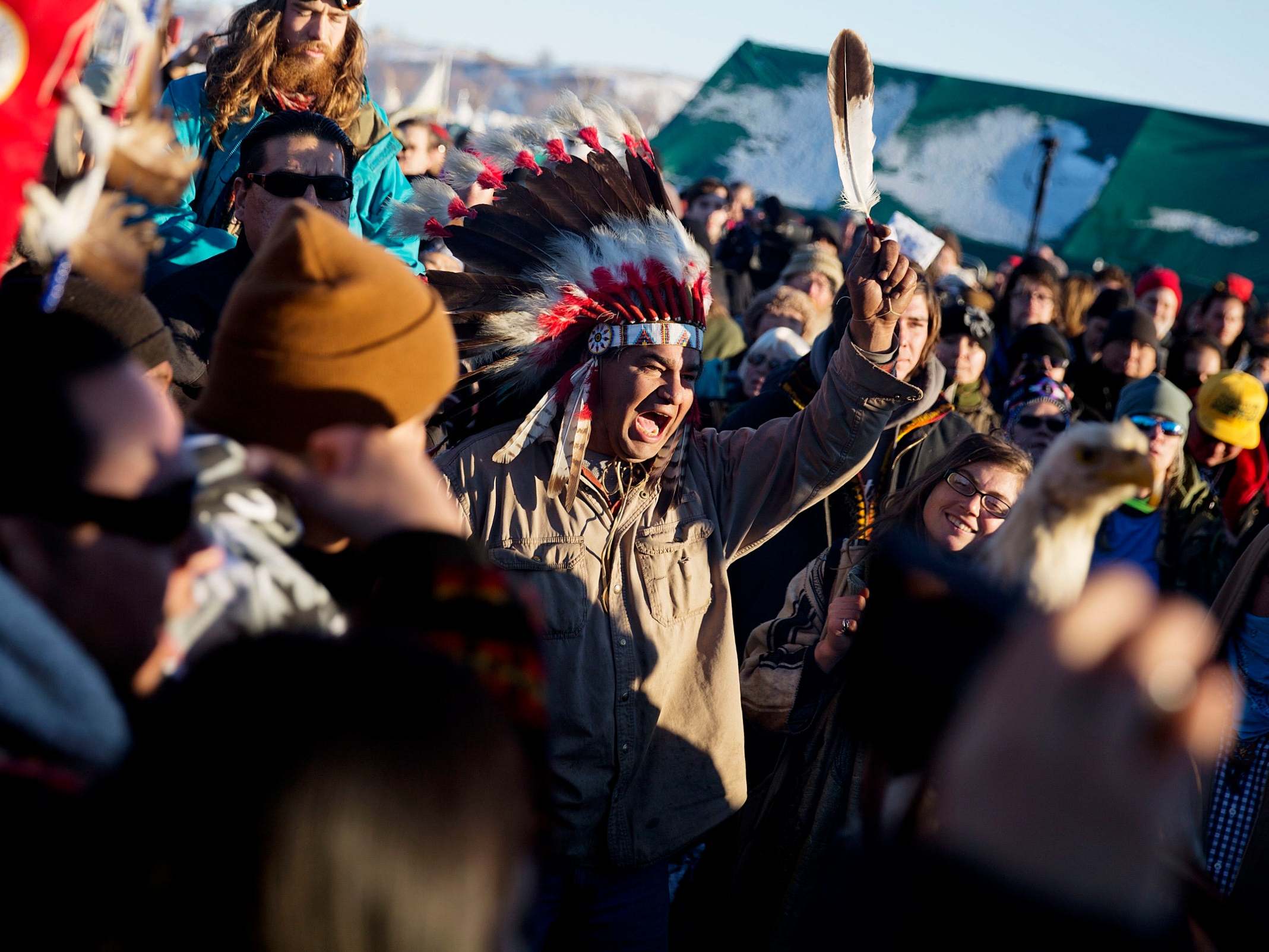 Donald Trump clashed with Native American protesters who condemned an oil pipeline on sacred land