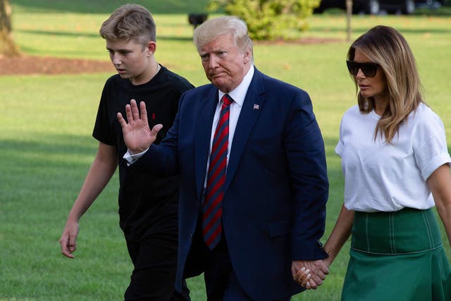 Donald Trump with first lady Melania and their son Barron