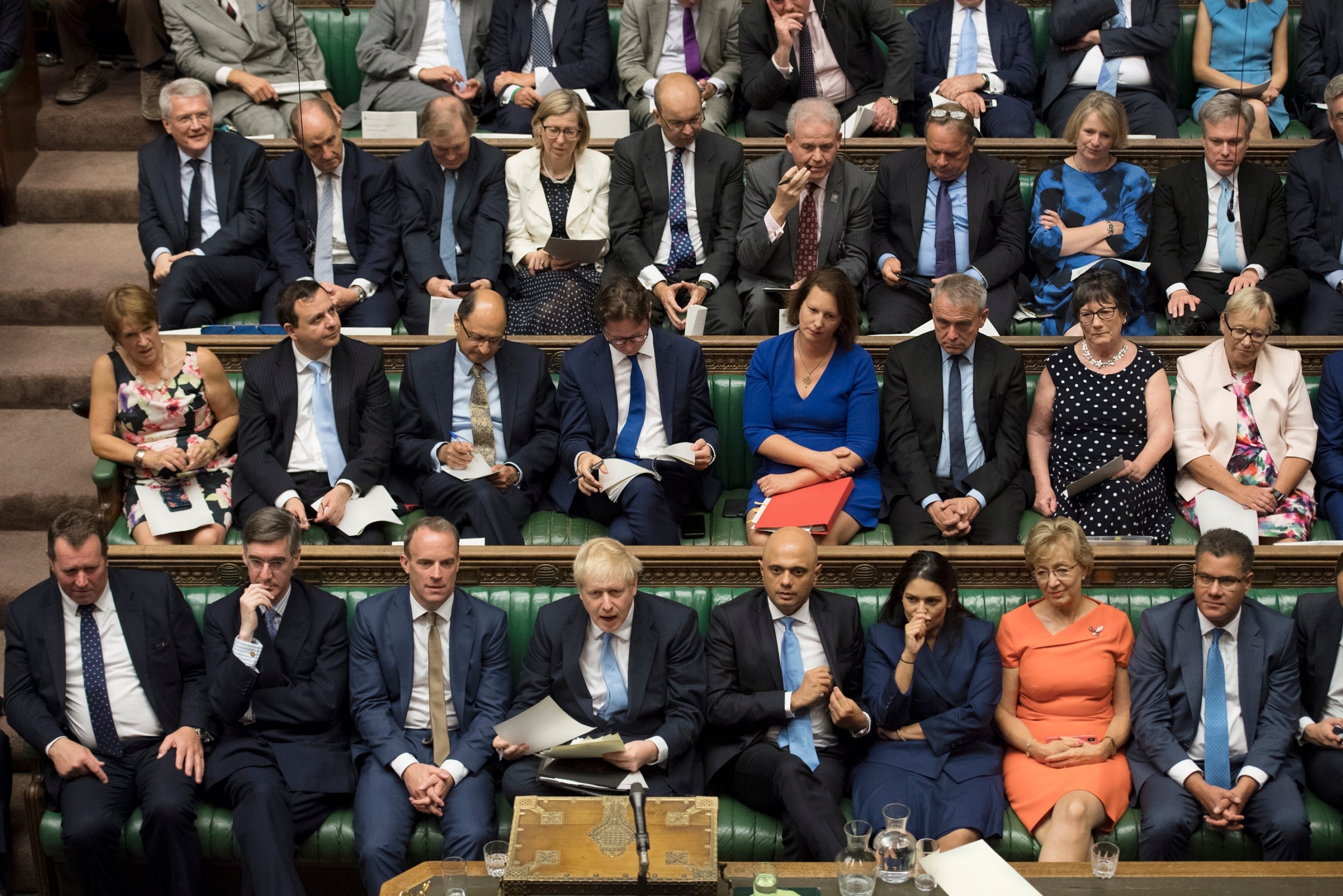 Boris Johnson making his first Commons address as prime minister last month