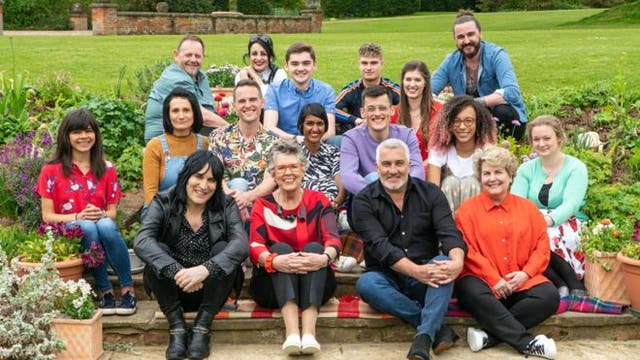 The 13 Bake Off 2019 contestants with Noel Fielding, Sandi Toksvig, Paul Hollywood and Prue Leith