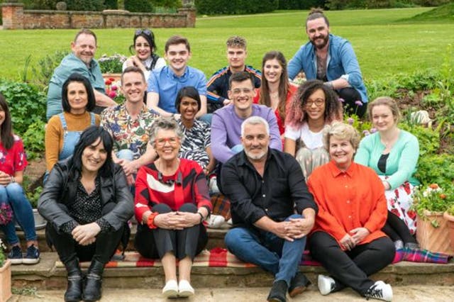 The 13 Bake Off 2019 contestants with Noel Fielding, Sandi Toksvig, Paul Hollywood and Prue Leith