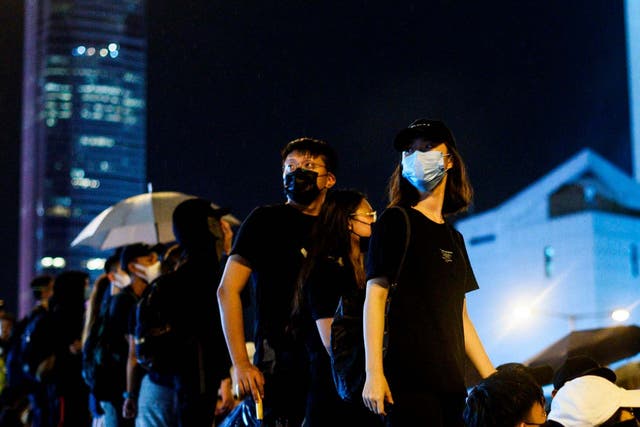 Protesters gather at Harcourt Road as they take part in an anti-government rally in Hong Kong