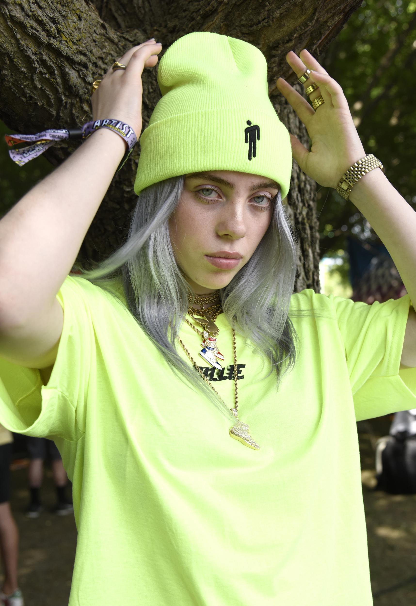 Billie Eilish poses during Lollapalooza 2018 at Grant Park on August 2, 2018 in Chicago, Illinois.