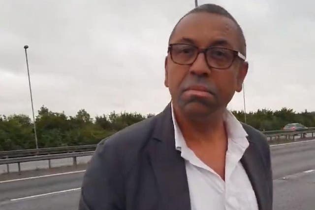 James Cleverly MP on the side of the M11