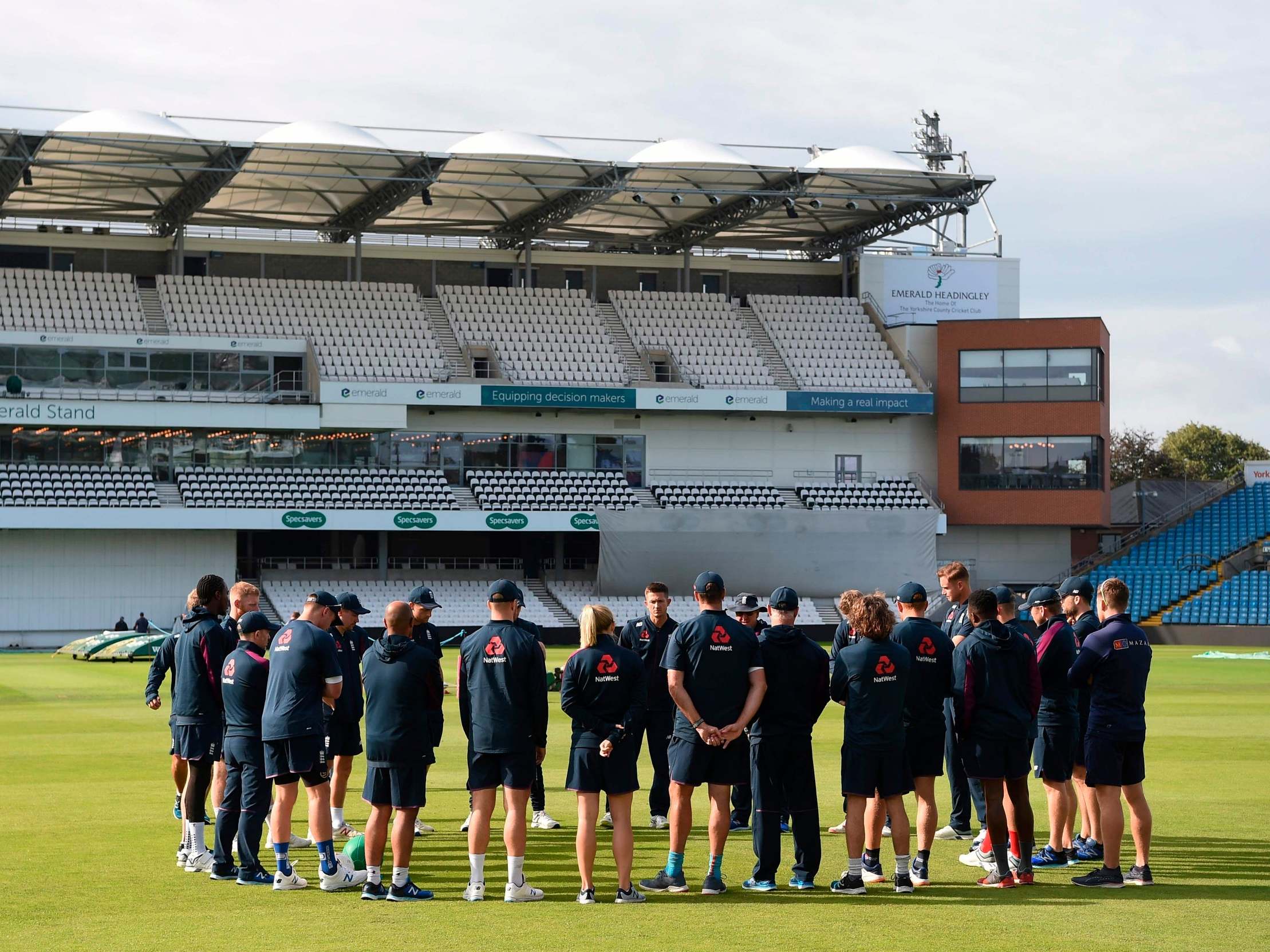 England players take part in a practice session at Headingley