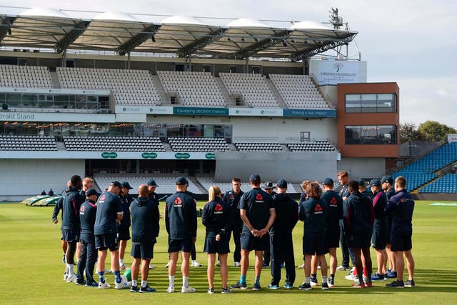 England players take part in a practice session at Headingley