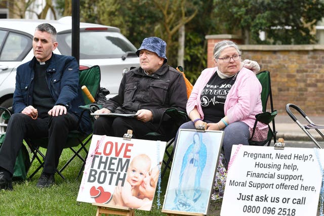 Anti-abortion demonstrators outside the Marie Stopes clinic on Mattock Lane, Ealing