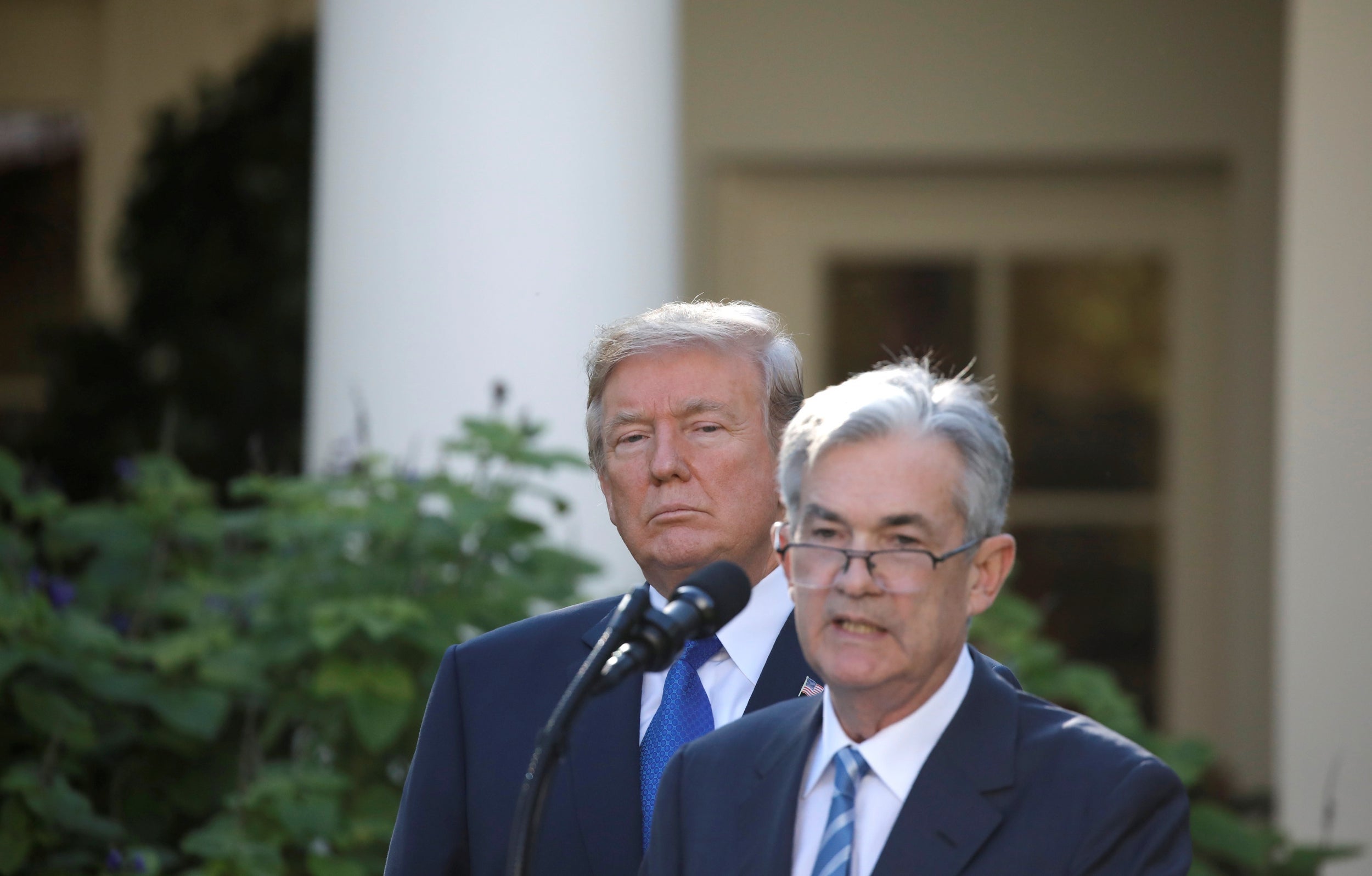President Donald Trump with Jerome Powell, chairman of the Federal Reserve