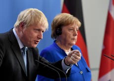 Boris Johnson accepts Merkel challenge to replace Irish backstop