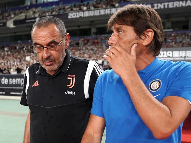 Sarri and Conte talk during pre-season