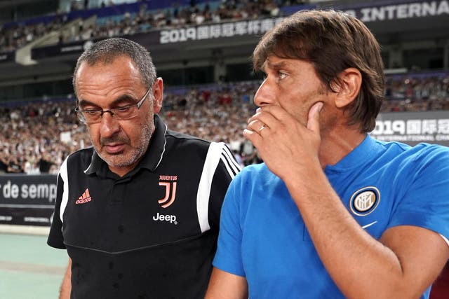 Sarri and Conte talk during pre-season