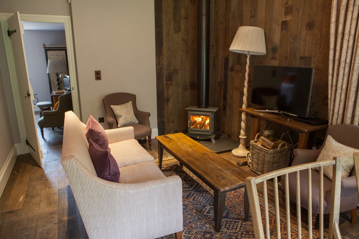 The log burner in Pig Lodge 1 is perfect for keeping cosy on cool nights