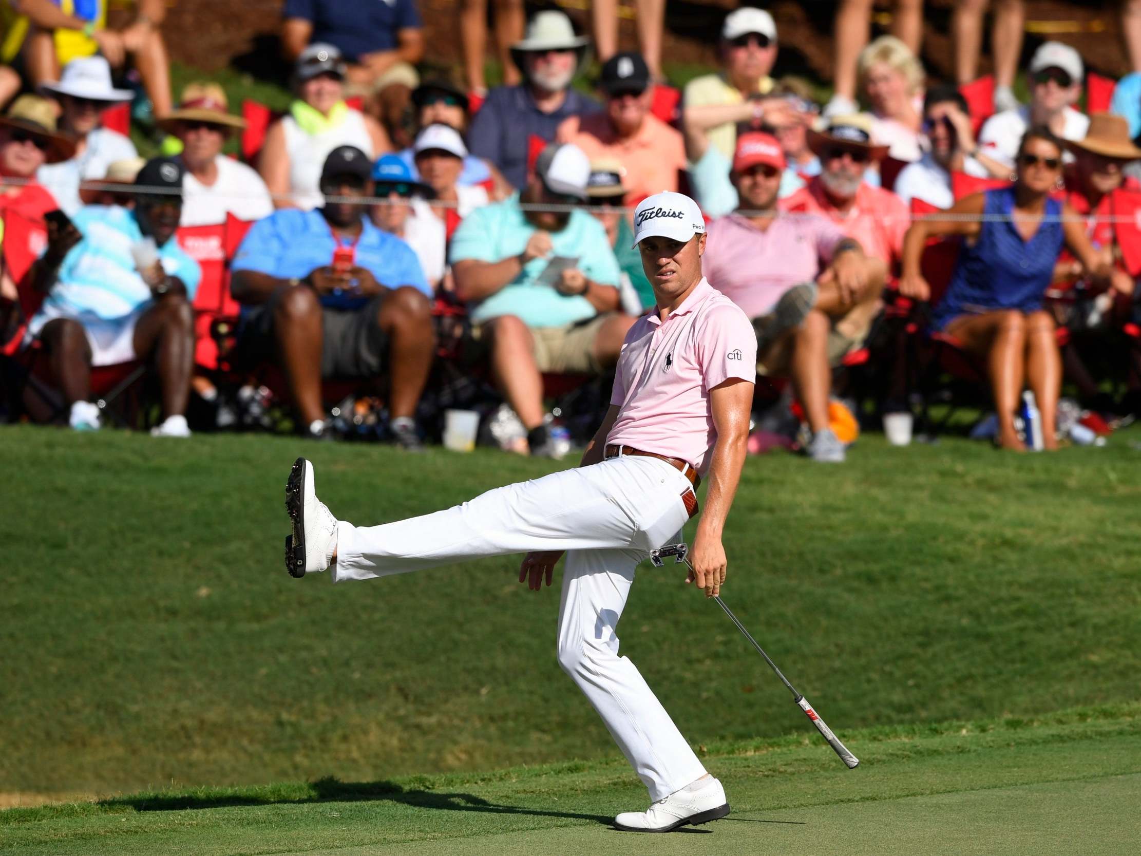 Justin Thomas leads the Tour Championship after five holes of his third round