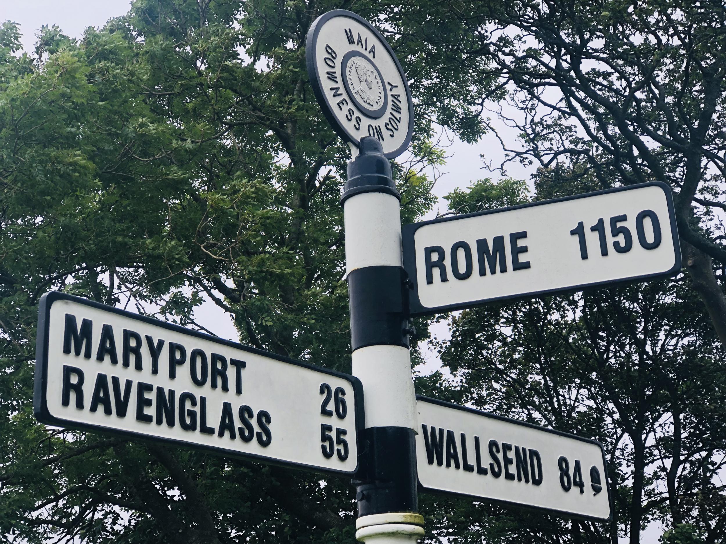 Long haul: a signpost in the Cumbrian village of Bowness-on-Solway