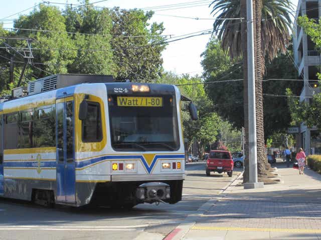 Sacramento light rail train (similar to vehicle pictured) accident leaves 27 people injured