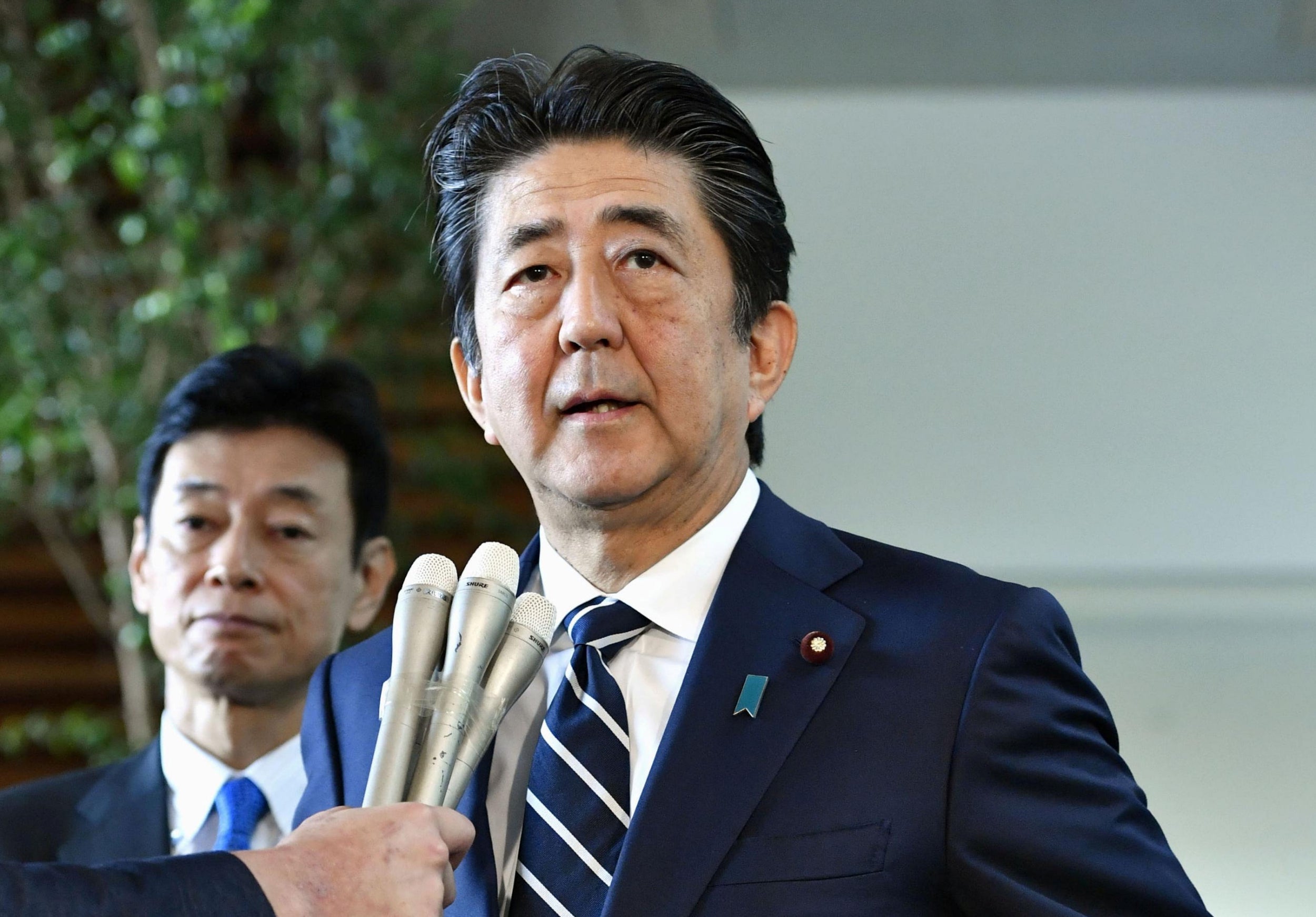 Japan's Prime Minister Shinzo Abe speaks at his official residence in Tokyo