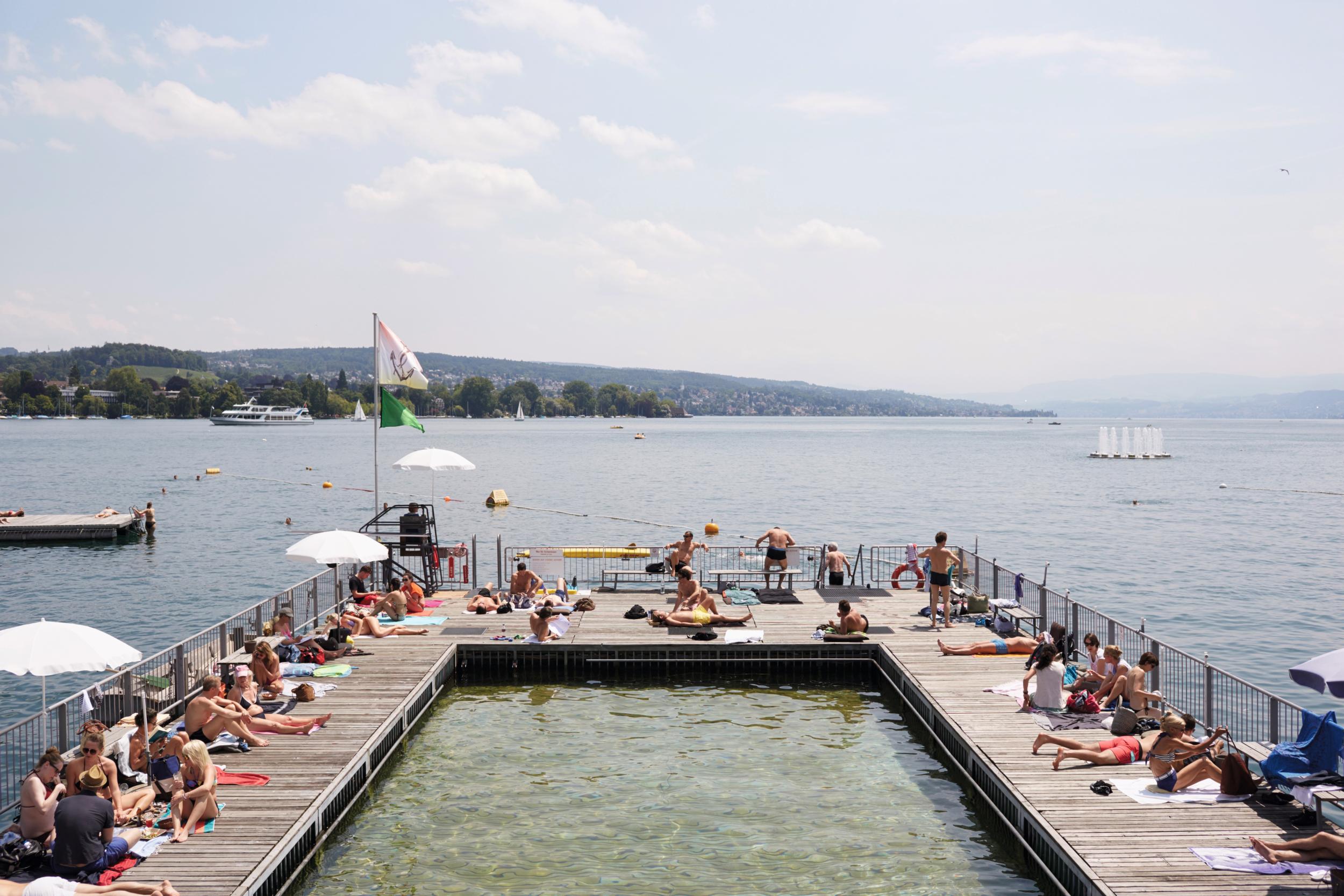 Take in the unrivalled views of Lake Zurich at Seebad Enge