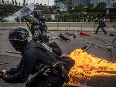 Petrol bombs, bricks and tear gas thrown at Hong Kong protests
