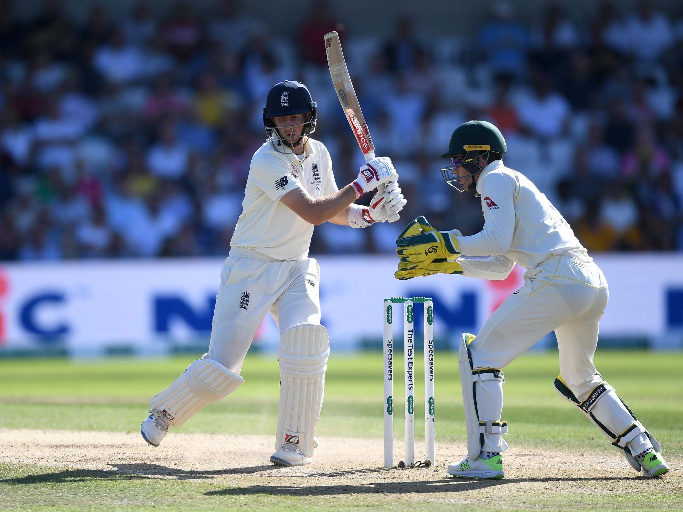 Joe Root at the crease for England