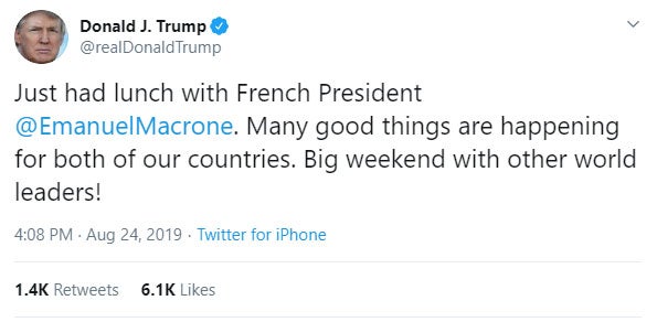 Donald Trump tweeted the "Emmanuel Macrone" parody account.