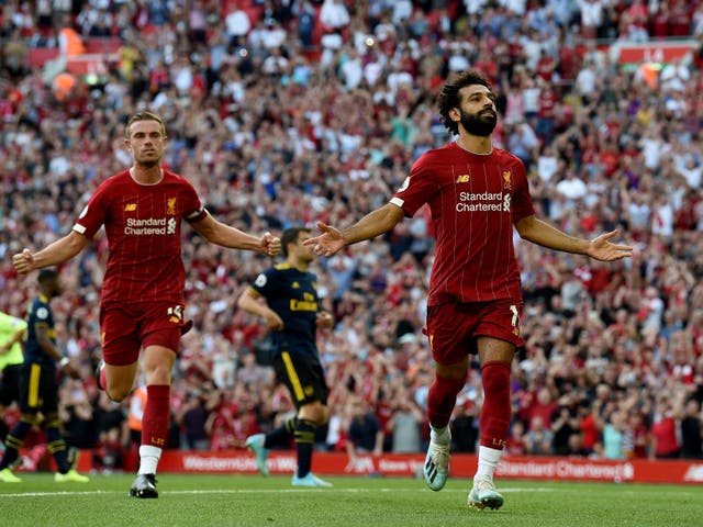 Salah celebrates vs Arsenal