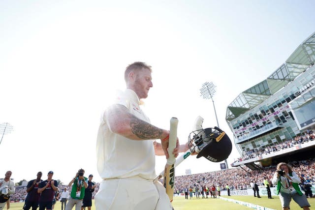 Ben Stokes leaves the field after his stunning innings