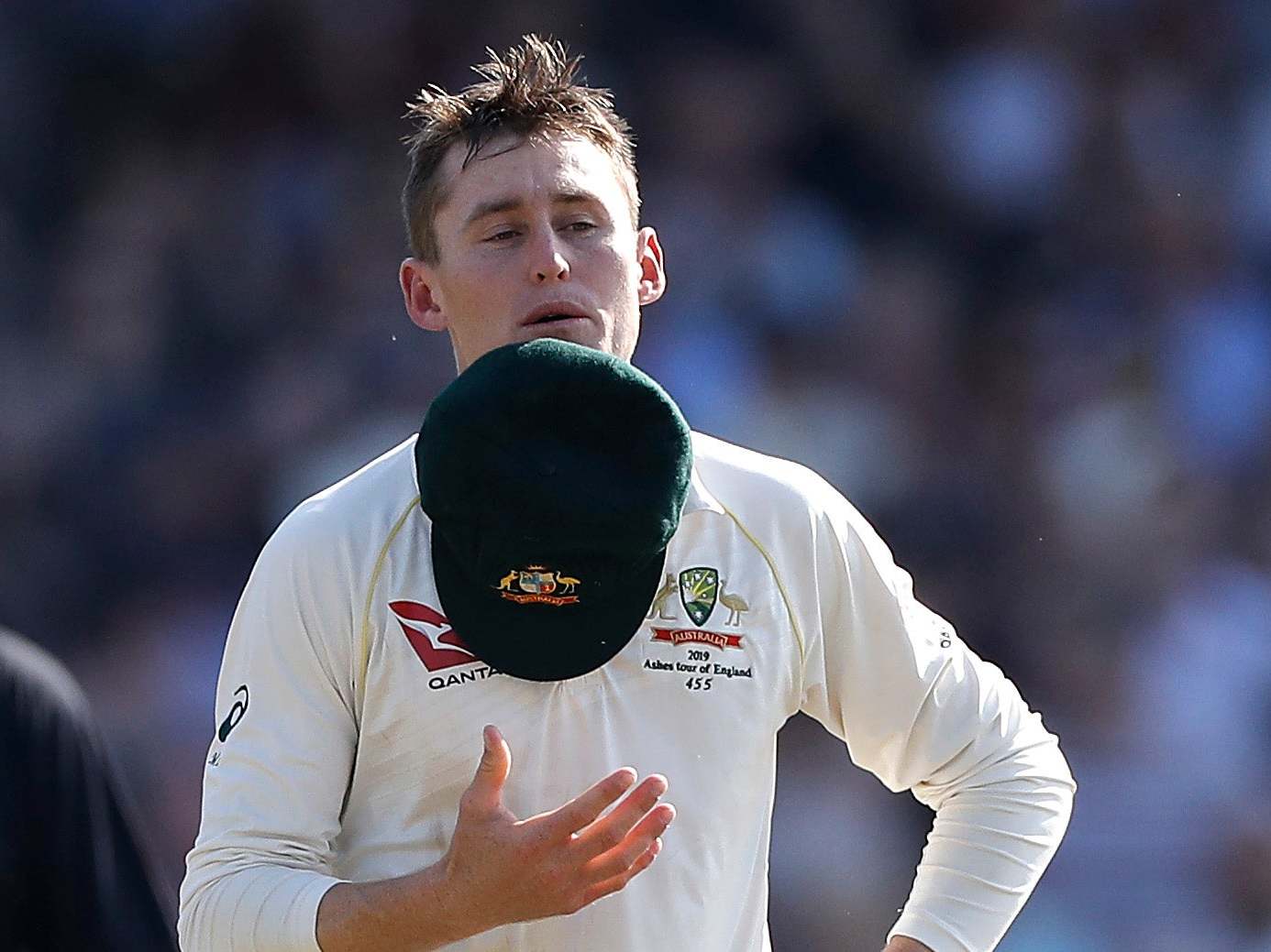 Marnus Labuschagne reacts as Australia go down at Headingley (Getty )