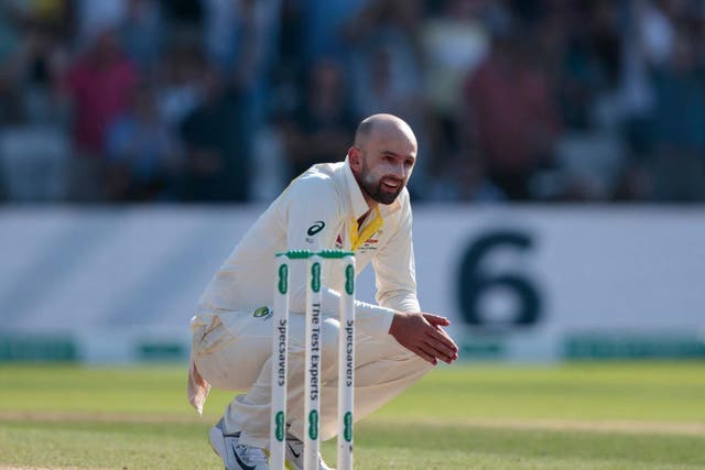 Nathan Lyon reacts as the third Test slips away from Australia