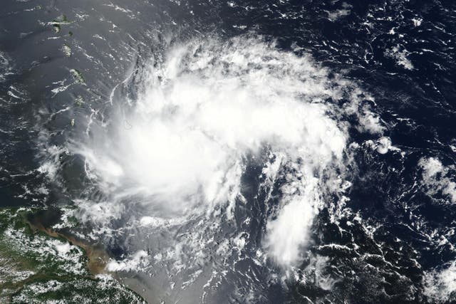 Tropical storm Dorian pictured off the coast of Venezuela in this NASA satellite image, 26 August 2019.