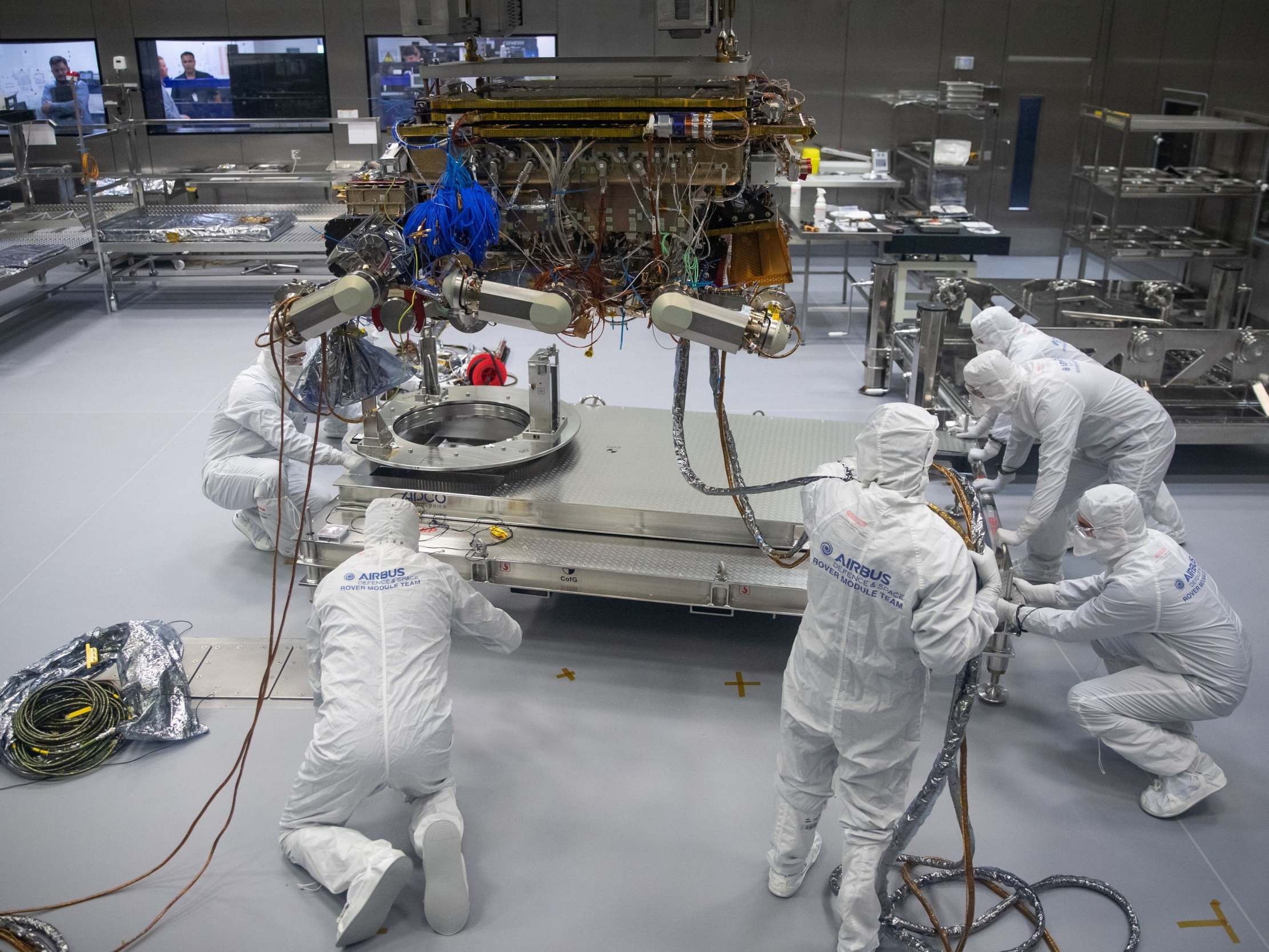 The European Space Agency's ExoMars rover is being prepared to leave Airbus in Stevenage.