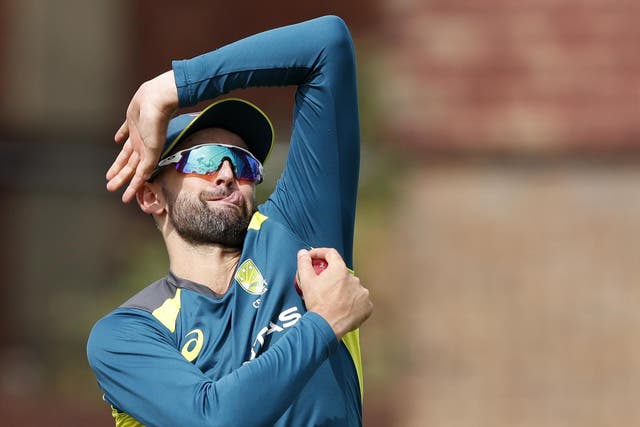 Nathan Lyon in Ashes training for Australia